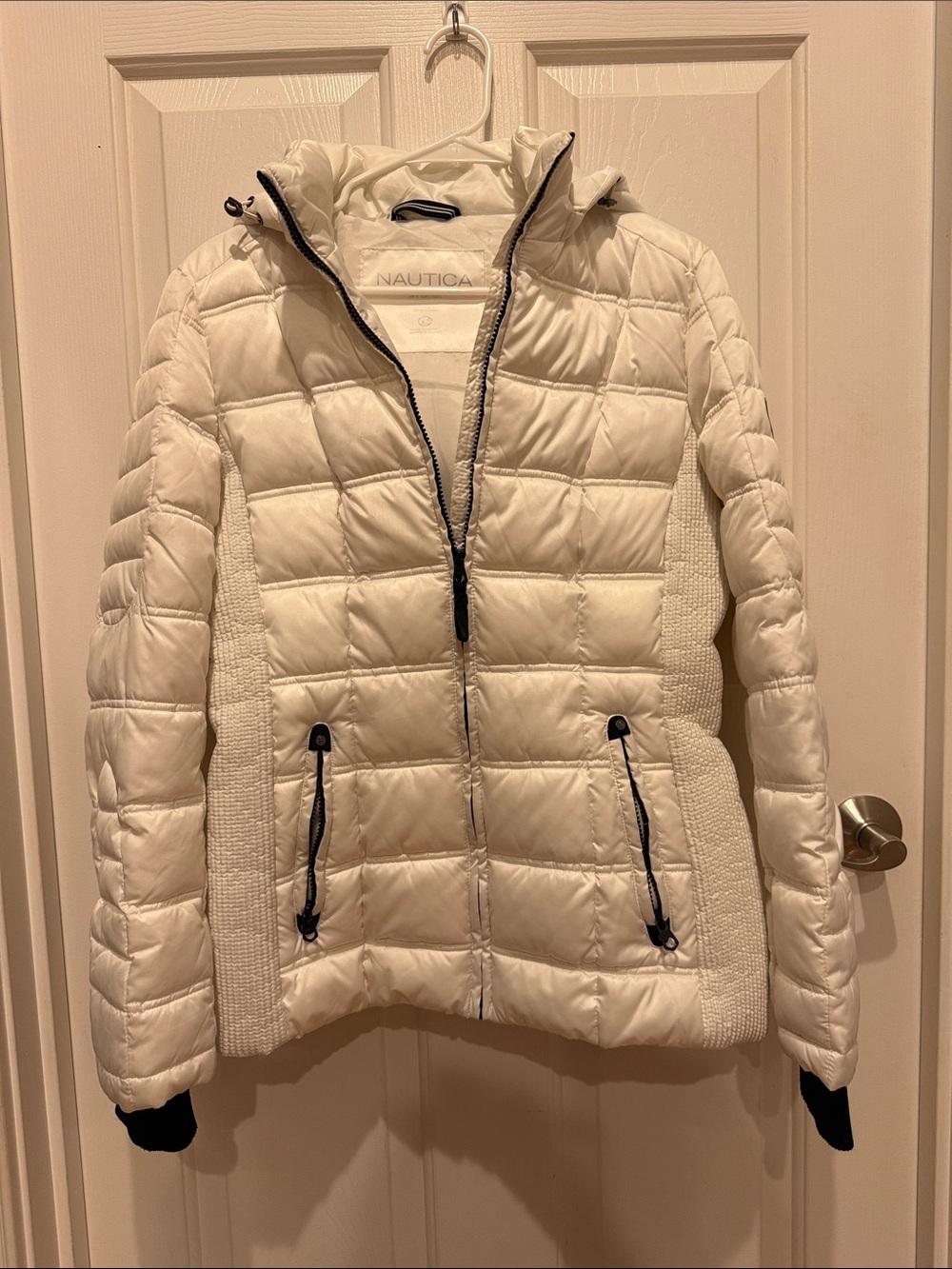Nautica Women’s White Quilted Hooded Puffer Jacket